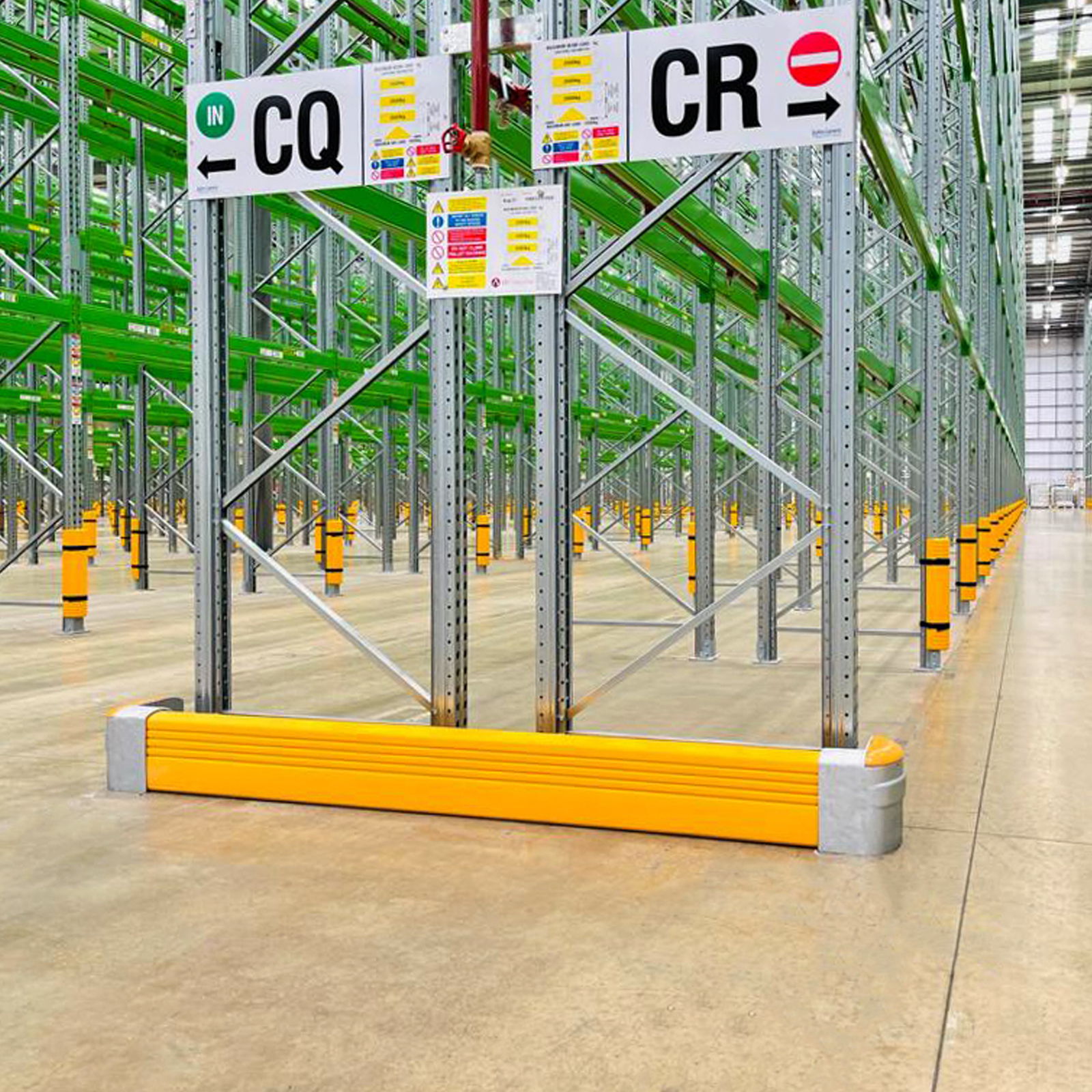 McCue Rack Mounted Guard Safety Protection on Racking