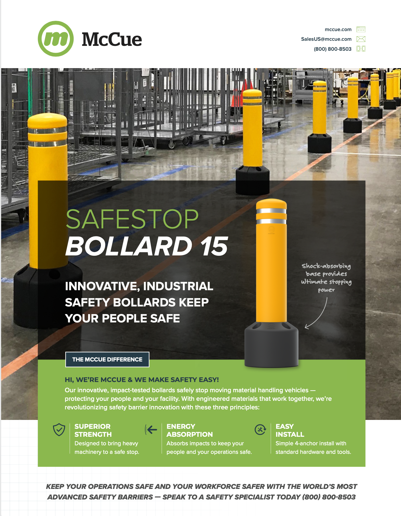 McCue Safety Product Sheet with product Information