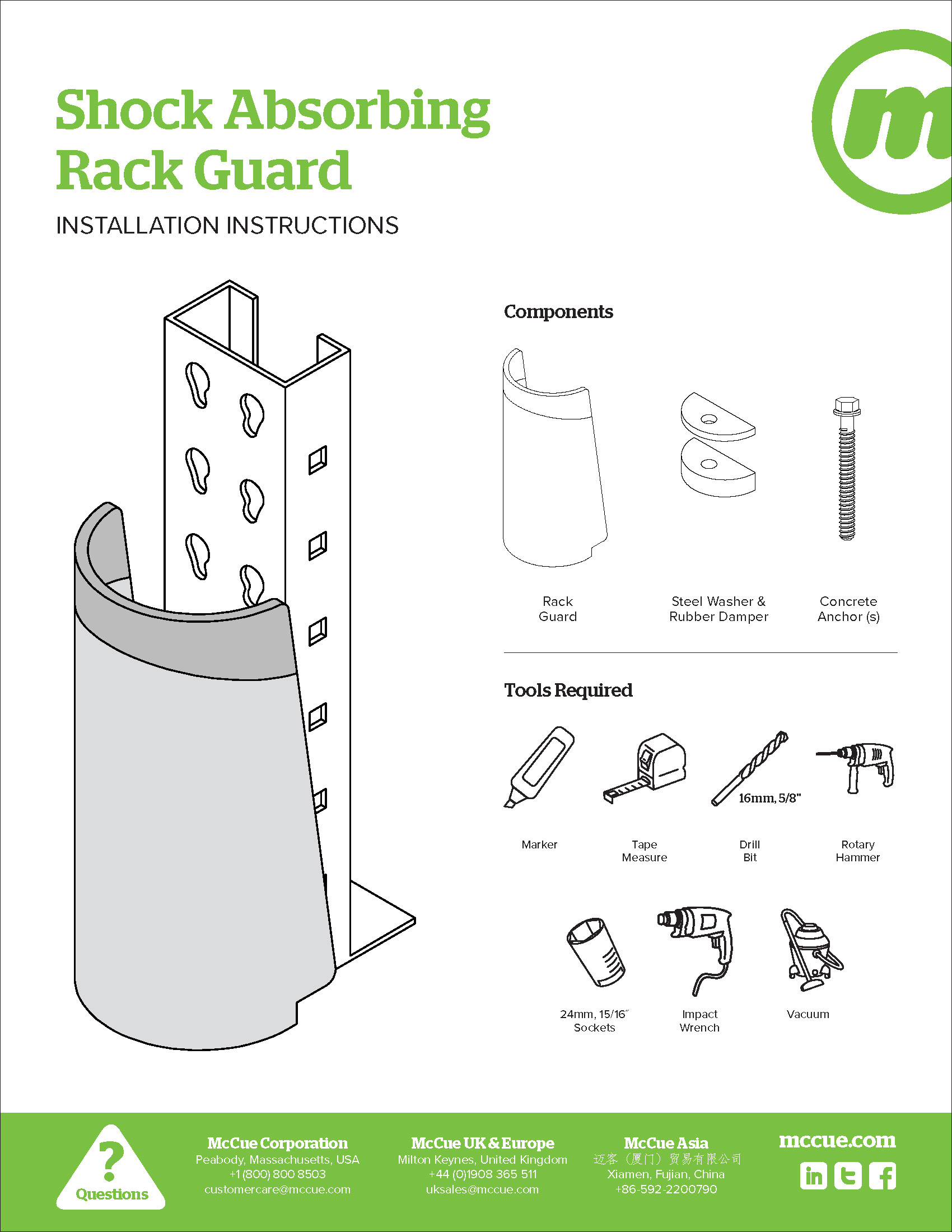 McCue Safety Product Sheet Installation Instruction Information