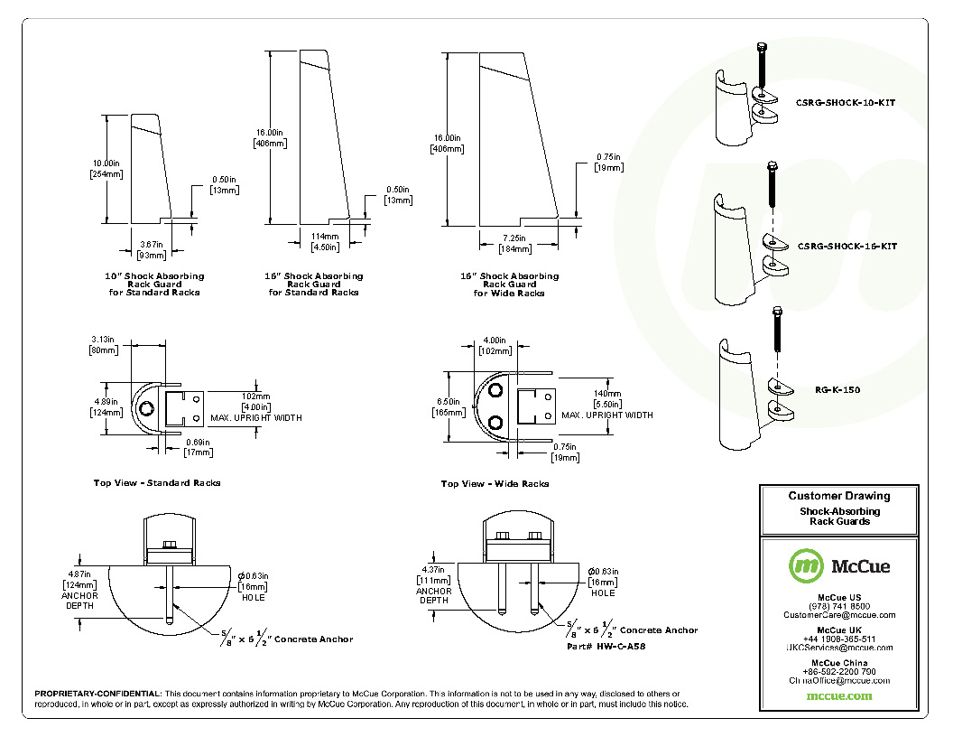 McCue Safety Product Sheet Line Art and Spec Information Customer Drawing