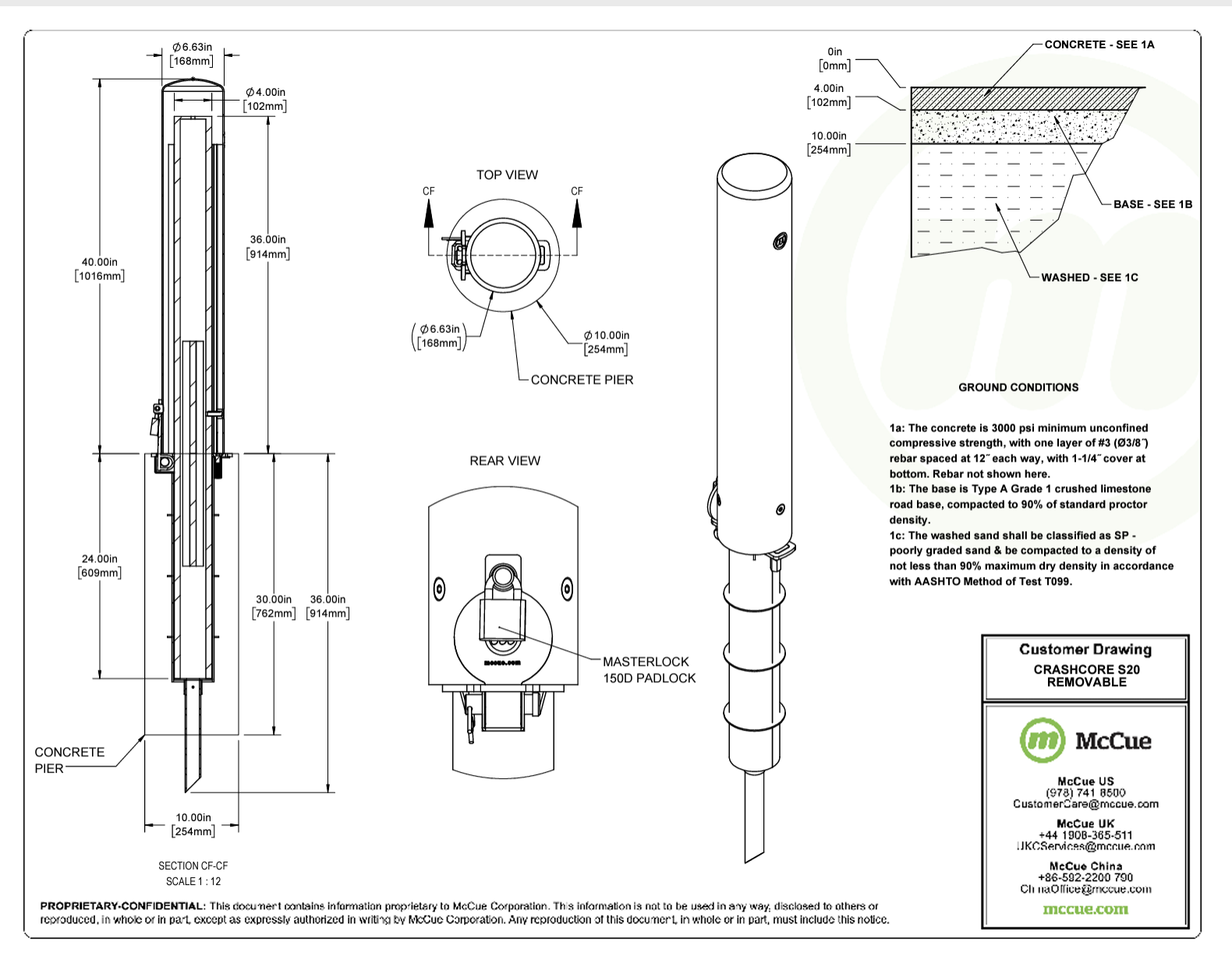 McCue Safety Product Sheet Line Art and Spec Information Customer Drawing