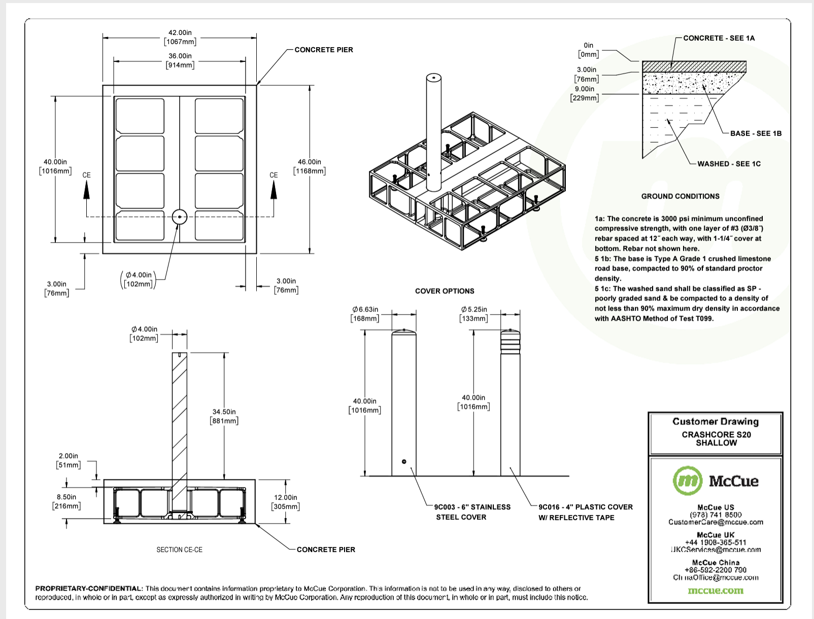 McCue Safety Product Sheet Line Art and Spec Information Customer Drawing